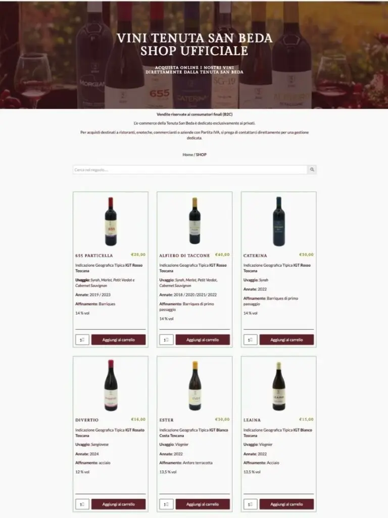 pagina shop tenutasanbeda.it