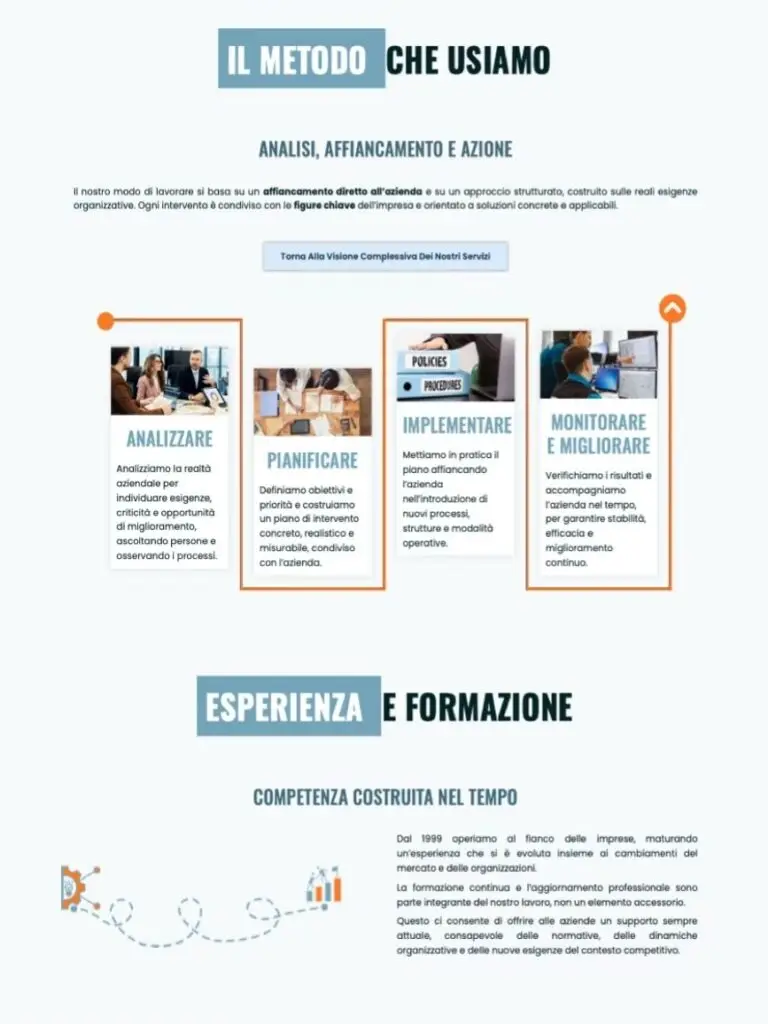 sezione metodo pagina chi siamo del sito web per consulenza aziendale