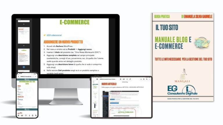 manuale del sito e-commerce per la gestione autonoma dei prodotti e del blog