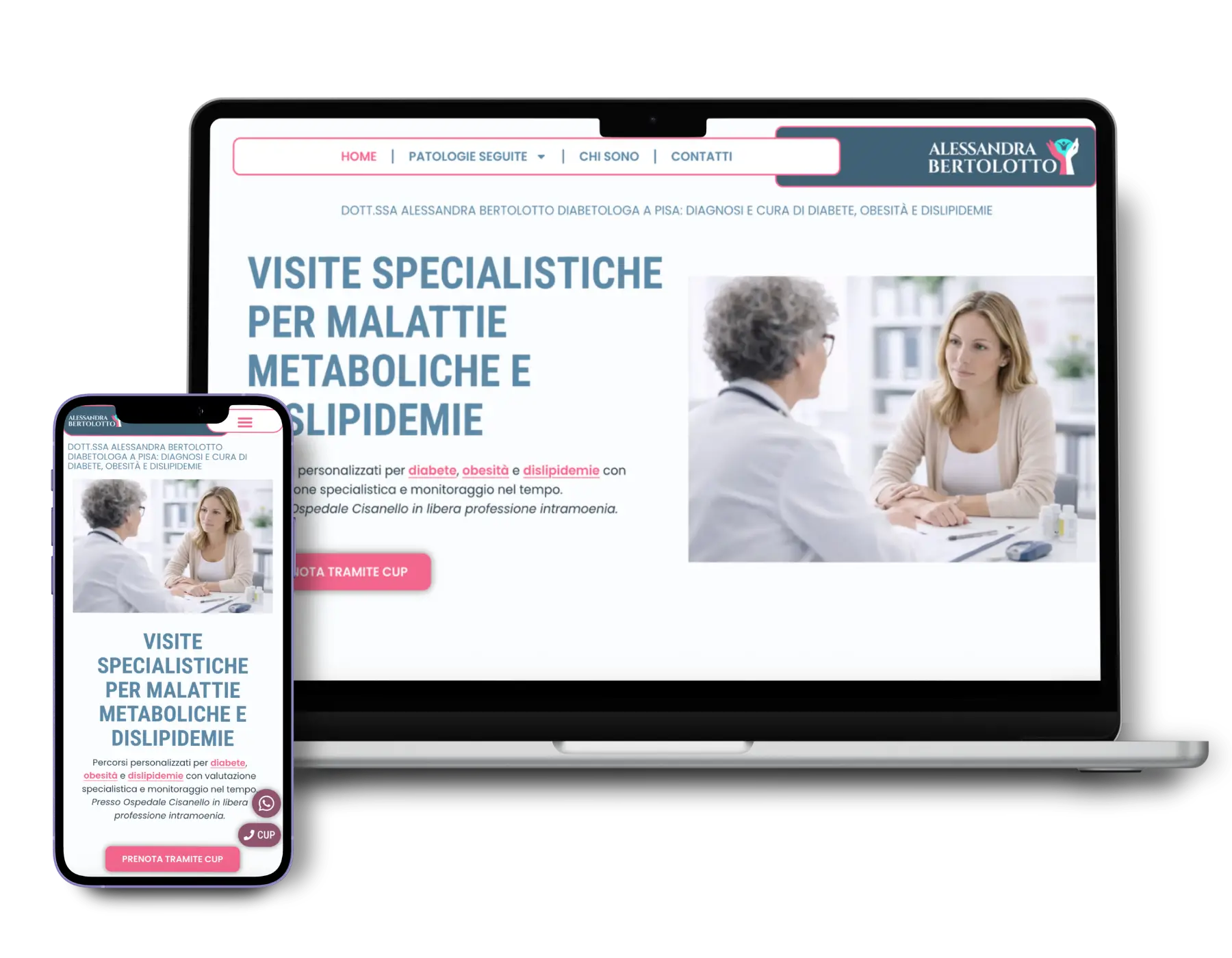 Caso studio sito web per studio medico versione desktop e mobile
