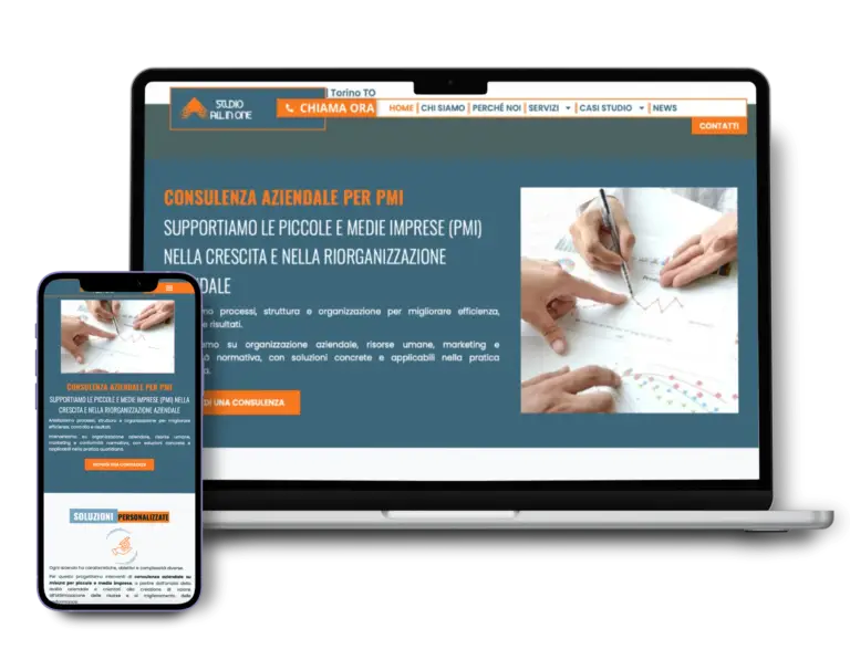 caso studio sito B2B per professionisti, visualizzato su desktop e smartphone