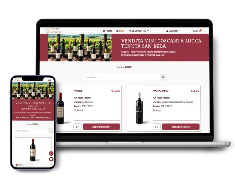caso studio ecommerce visualizzato su desktop e smartphone