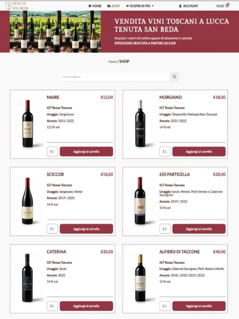 shop Tenuta San Beda