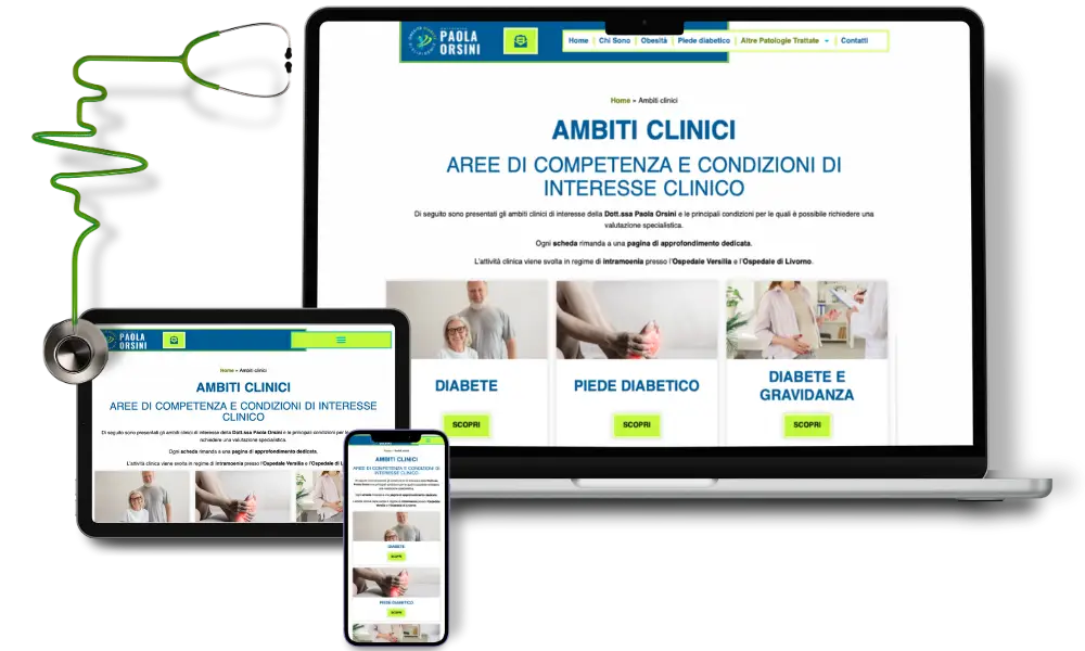 sito web medico responsive per ambulatorio visualizzato su desktop e dispositivi mobili