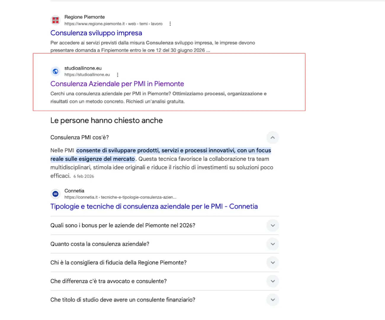 Studio All In One in prima pagina nelle ricerche Google