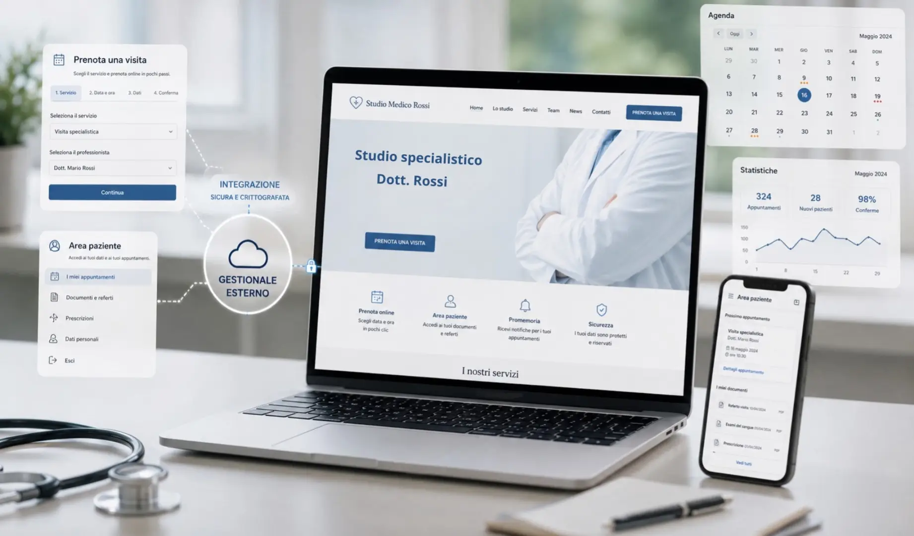 gestionale studio medico integrato nel sito