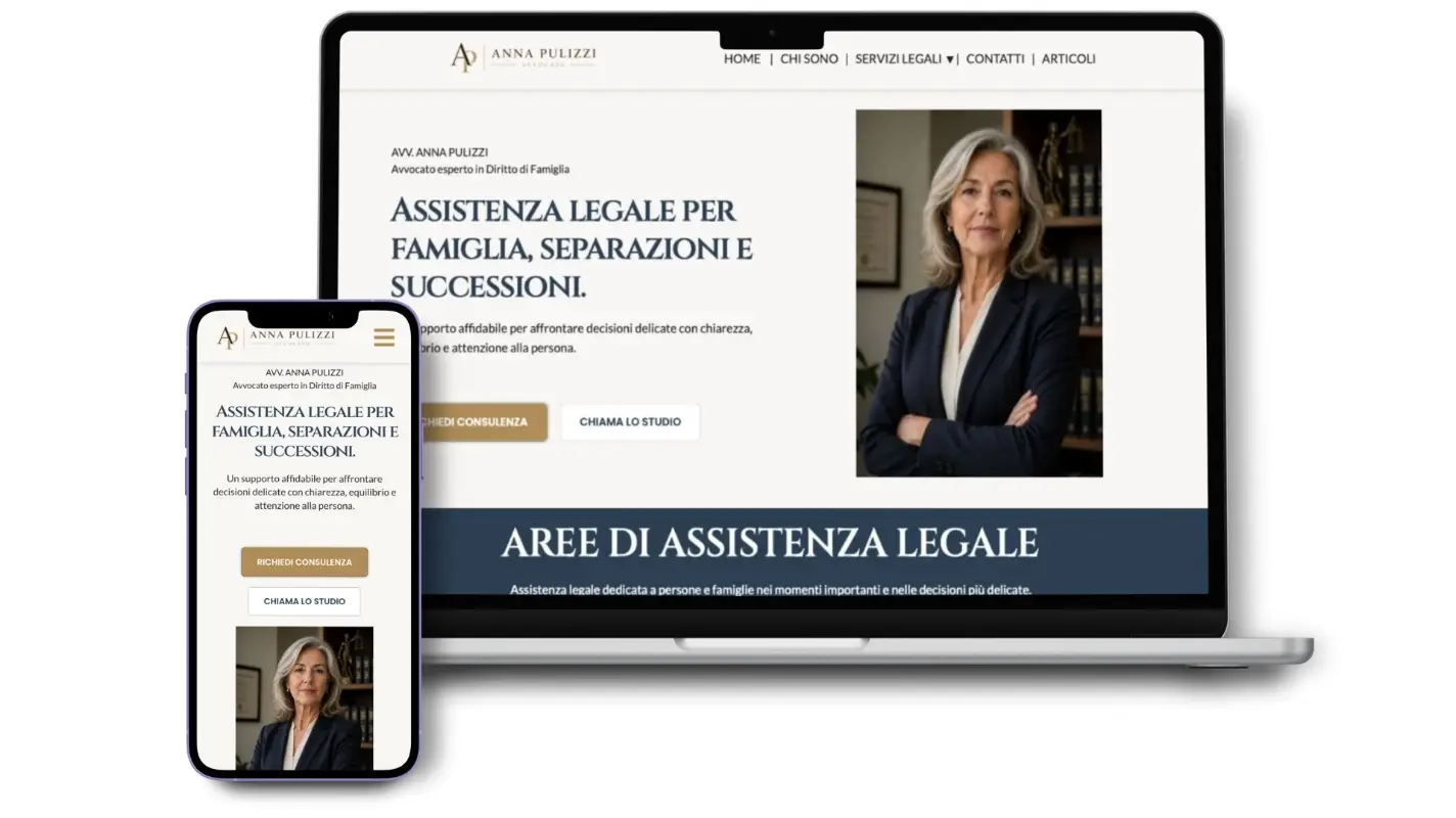 esempio si sito legale responsive visto su smartphone e desktop