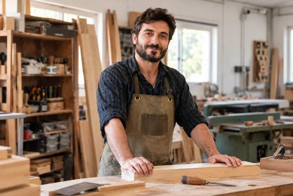 Artigiano che lavora con il legno