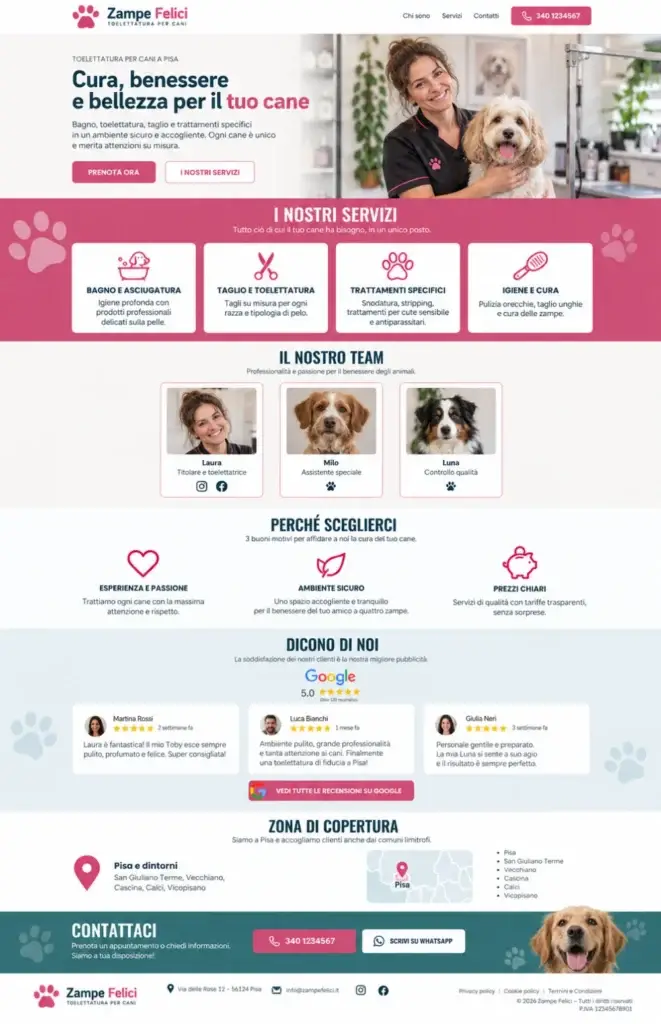 esempio di template sito one page essential