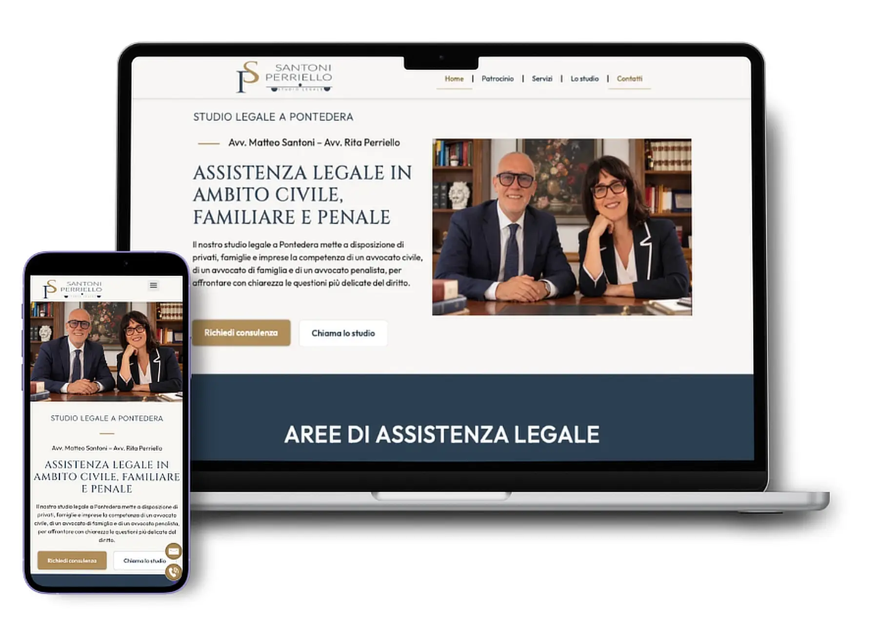 sito studio santoni perriello visto su desktop e mobile